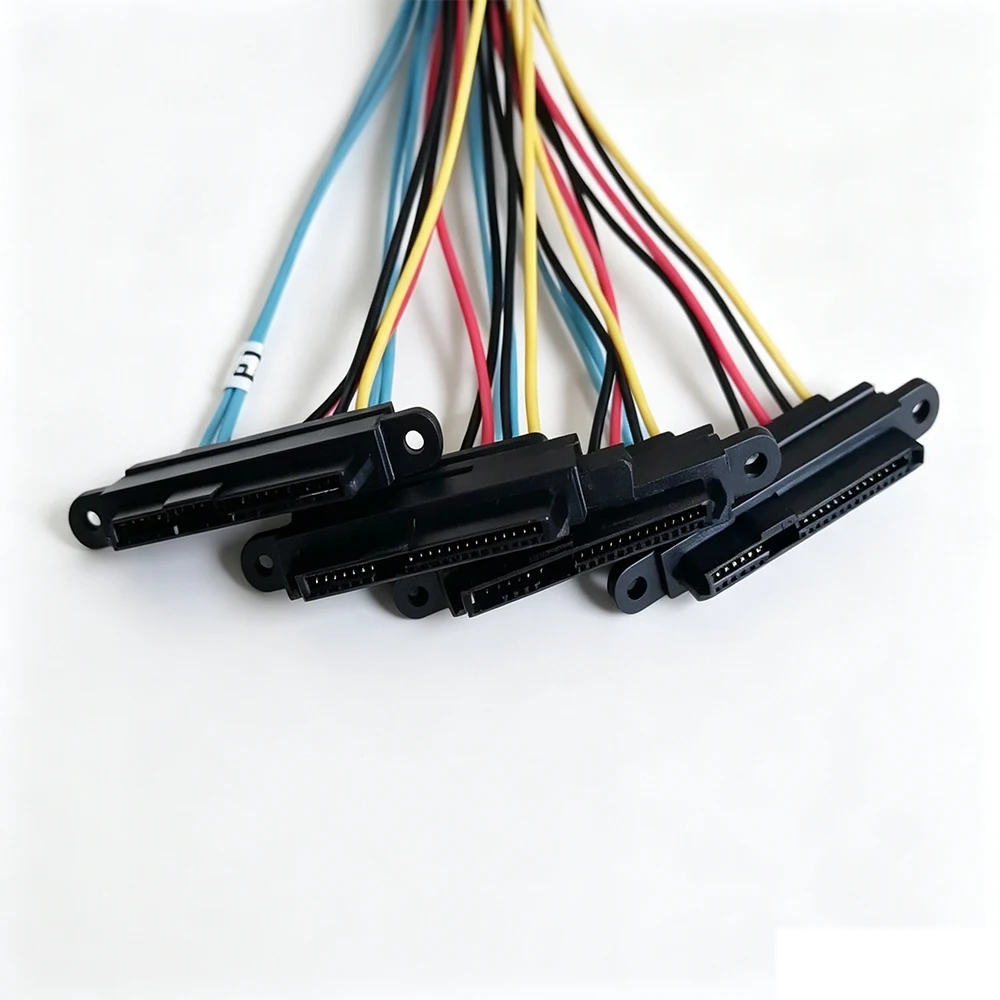 12Gbps Mini SAS HD SFF-8643 To 4 SFF-8482 Cable 1 To 4 RAID Hard Drive Data Cable Support SATA SAS HDD with SATA 15P Power