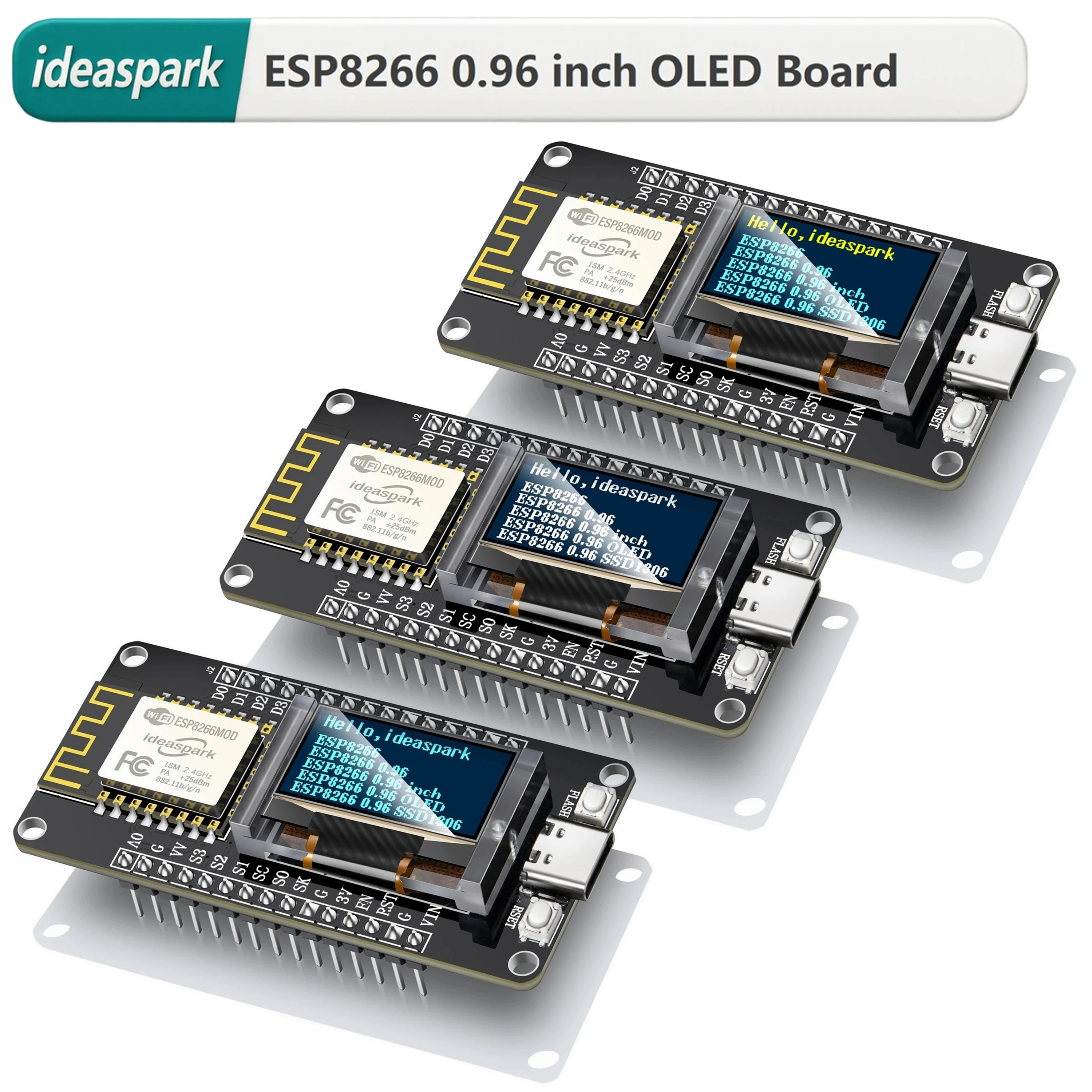 Placa de Desenvolvimento ESP8266 NodeMCU com Display OLED de 0,96 polegadas, Capa Protetora de Tela, CH340, Módulo WiFi Wireless TypeC