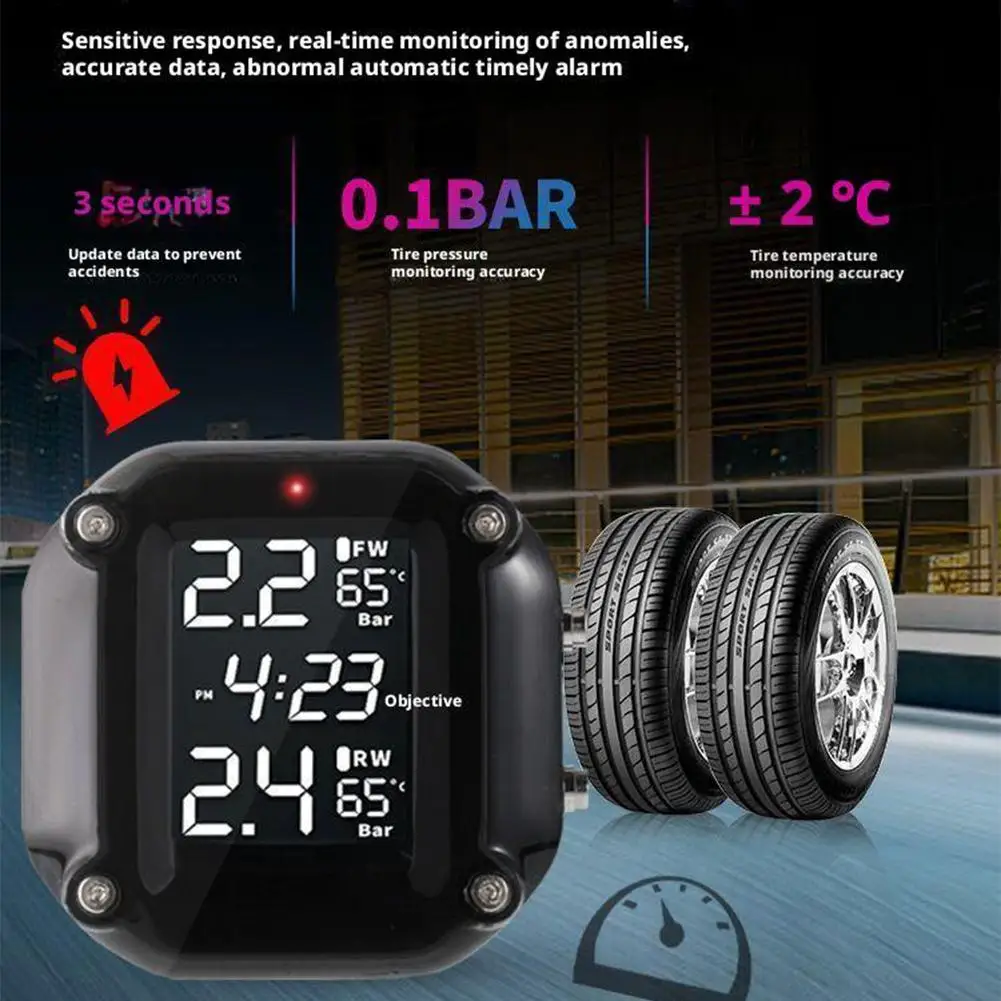 

Tire Pressure Monitoring System Wireless TPMS with Sensors Pressure Display Digital External 2 Real-time Tire C4P4