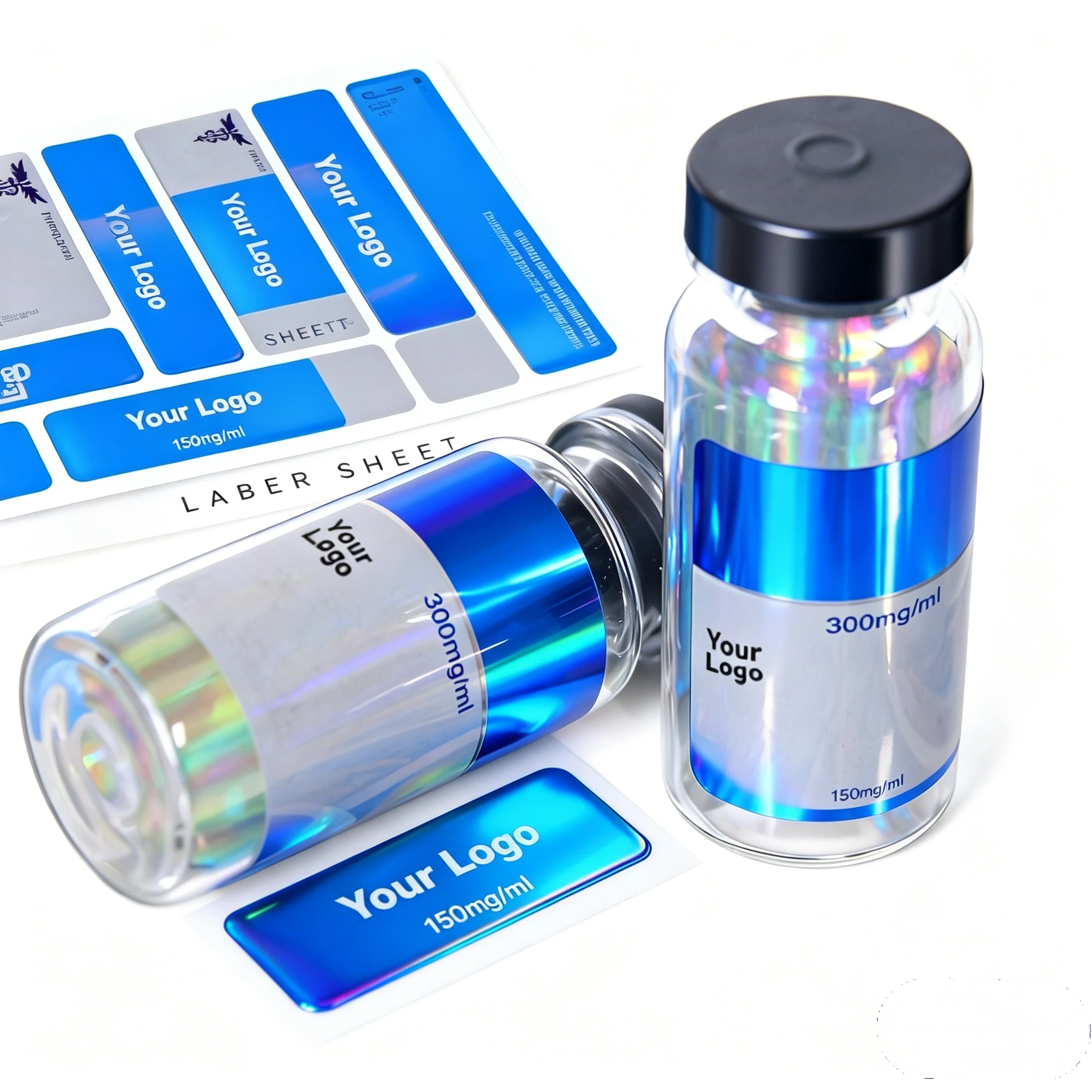 Custom Printed Waterproof PP Roll Peptide Stickers Premium Small Labels For Cosmetic Beauty Peptide Bottle Packaging