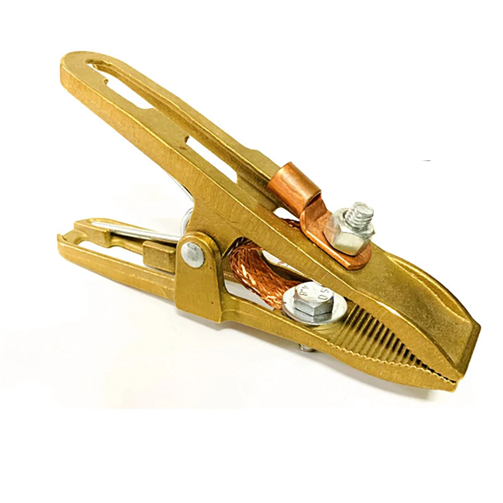 1pcs 500A All Coppe Ground Clamp Manual Welder Earth Ground Cable Copper Grip Clip Clamp for Arc Welding Machine, 175mm Length