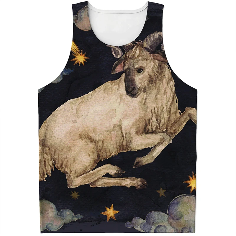 Watercolor Constellation Pattern Tank Tops Summer Fashion Men Women 3D Zodiac Printed Sleeveless T Shirts Loose Casual Vest Tees