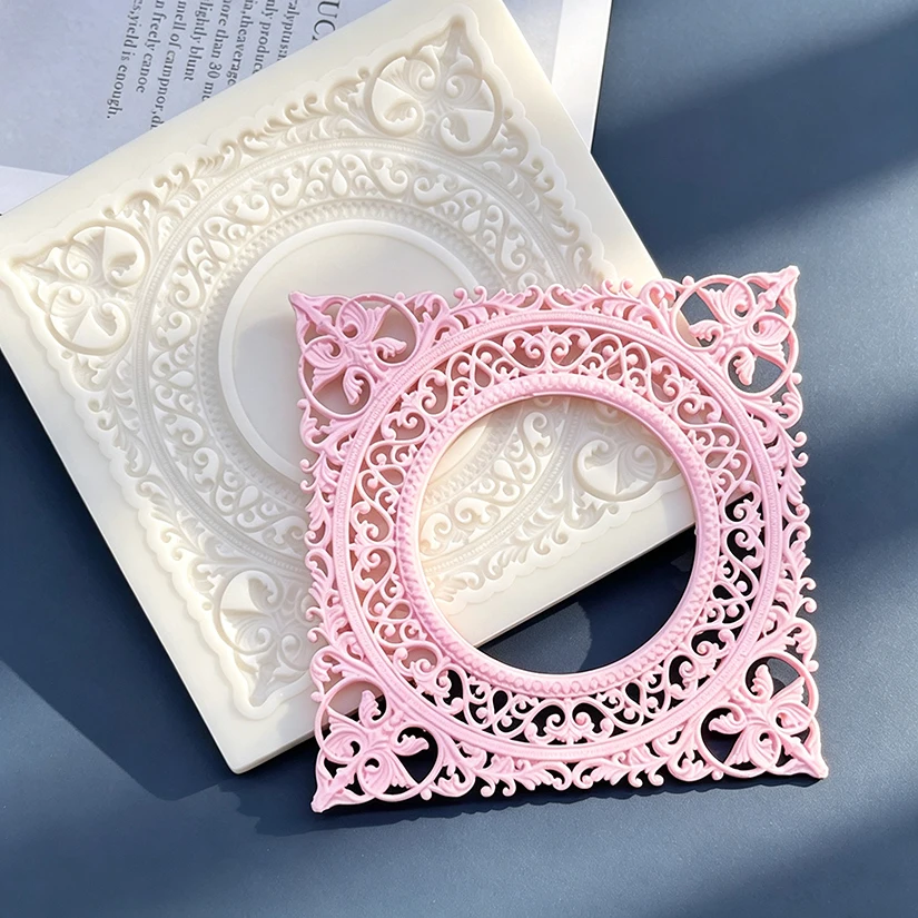 Photo Frame Lace Silicone Sugarcraft Mold Resin Tools Cupcake Baking Mould Fondant Cake Decorating Tools