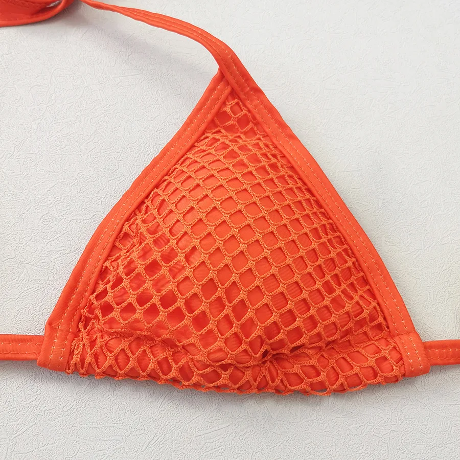 Oranje visnet badmode Cove Up String Halter String Micro 4-delige bikiniset Sexy badpak Dames Strandkleding Driehoeksbikinis