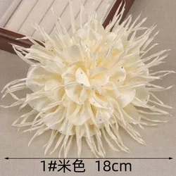 With Beard Edge18CM New Women's Flower Brooch with Tassel Beads Handmade Craft Suit Jacket Lapel Pins Dress Chest Flower