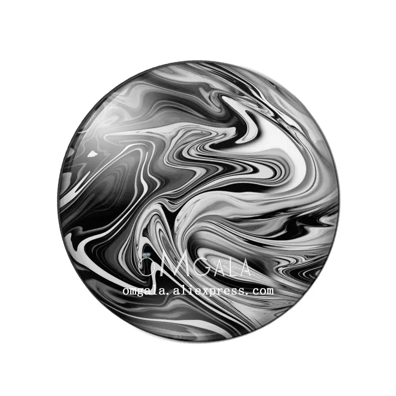 Imitation black marble texture patterns 12mm/14mm/18mm/20mm/25mm/30mm Round photo glass cabochon demo flat back Making findings