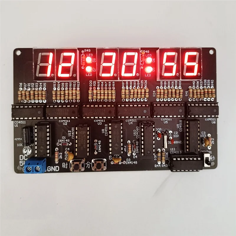 DC 4.5V-5.5V 6-Bit Digital Circuit Clock Kit Electronic Clock Teaching And Training Welding Production DIY Replacement