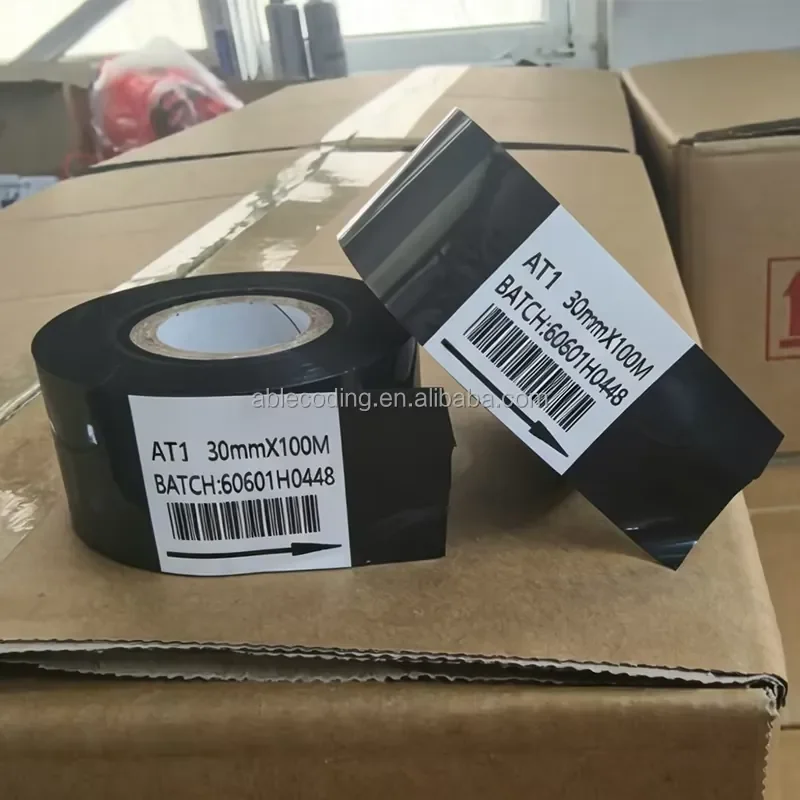 AT1 25x100m General Hot Coding Ribbon Foil for Food Plastic Bags EXP MFG Date Printing