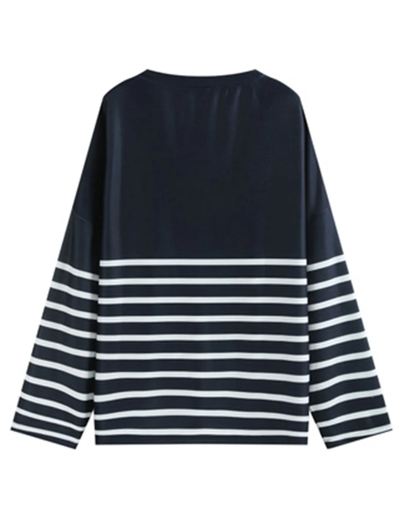 Plus Size Casual Top, Women\'s Plus Colorblock Stripe Print Long Sleeve V Neck Top