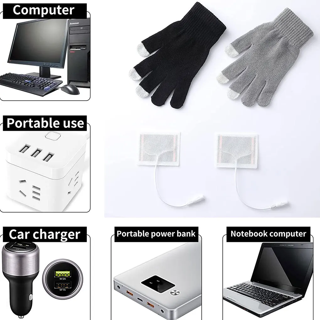 

1 Pair USB Heated Glove Touch Screen Hand Gloves Typing Heating Mitt