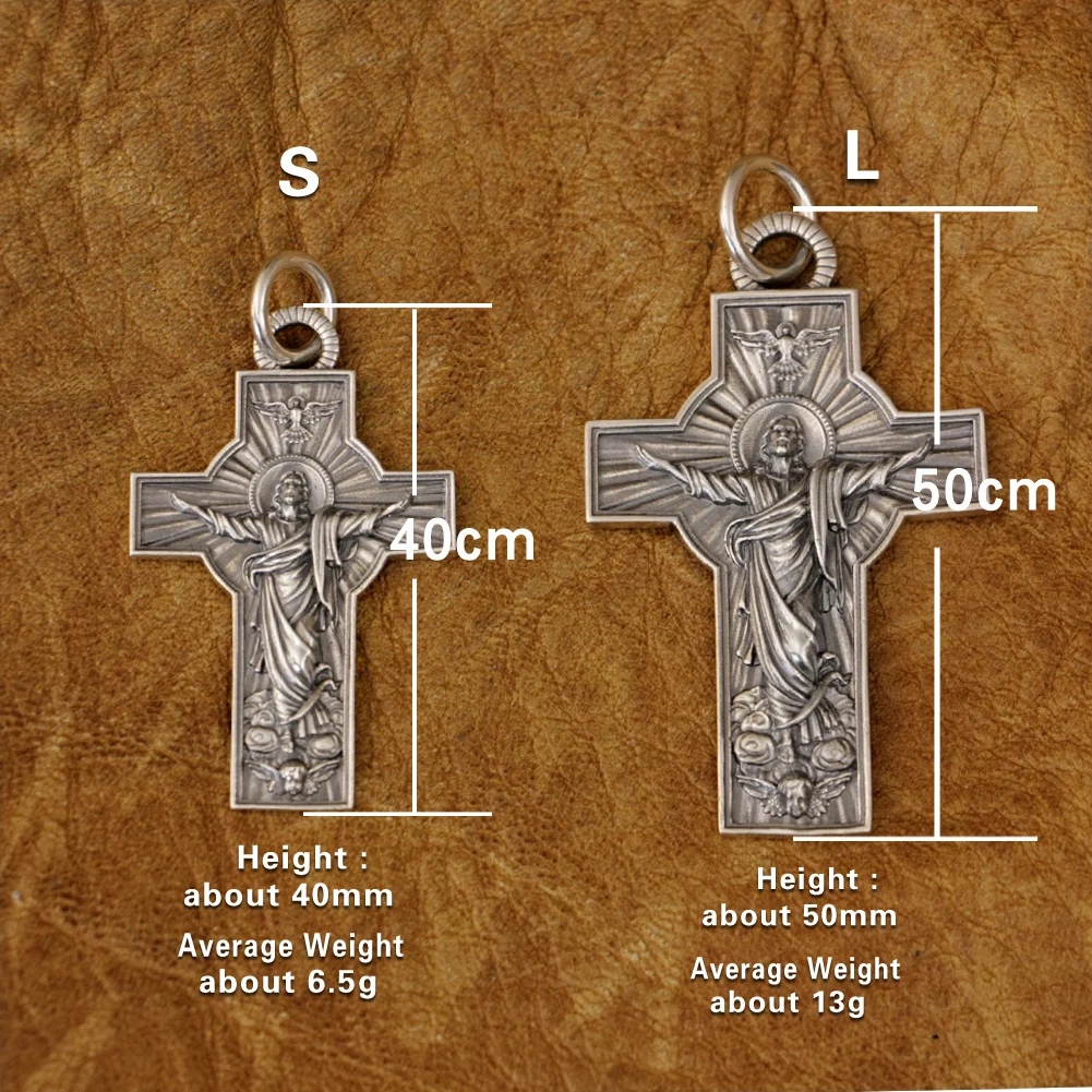 LINSION 925 Sterling Silver Jesus Christ Cross Pendant Charms Good Detail Pendant TA341