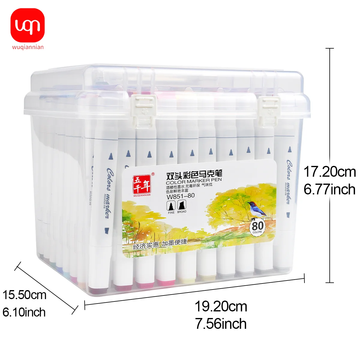 Double-Color Marker Pens,Alcohol Ink Dual Tip Art Markers Chisel&Fine Tip with Clear Storage Box,School&Office Drawing Supplies