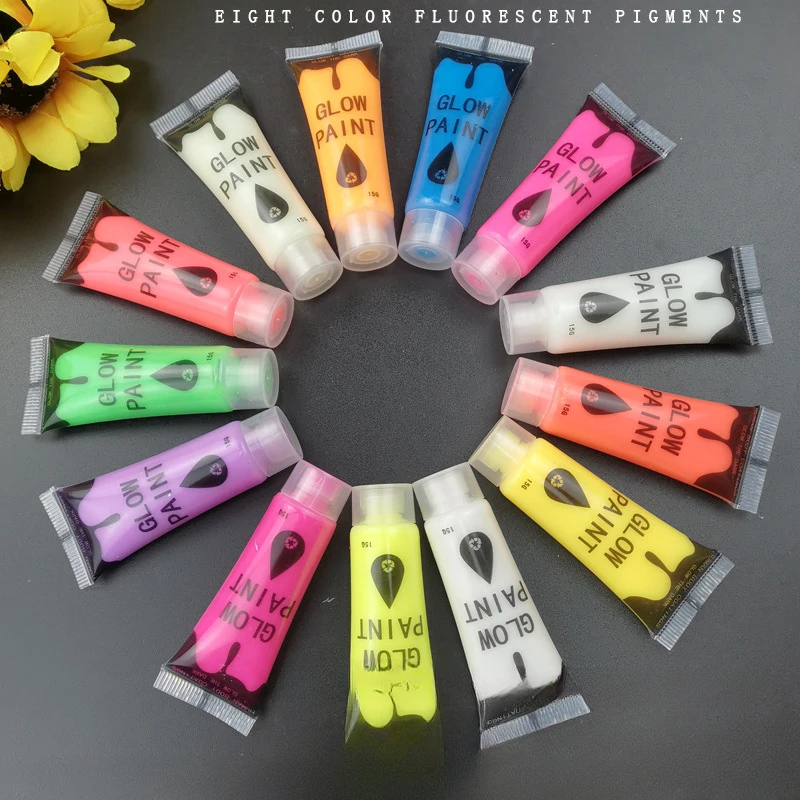 Fluorescent Acrylic Pigment High Brightness Luminescent Coating 15ml Student Hand Drawn DIY Textile Wall Absorbing Pigment