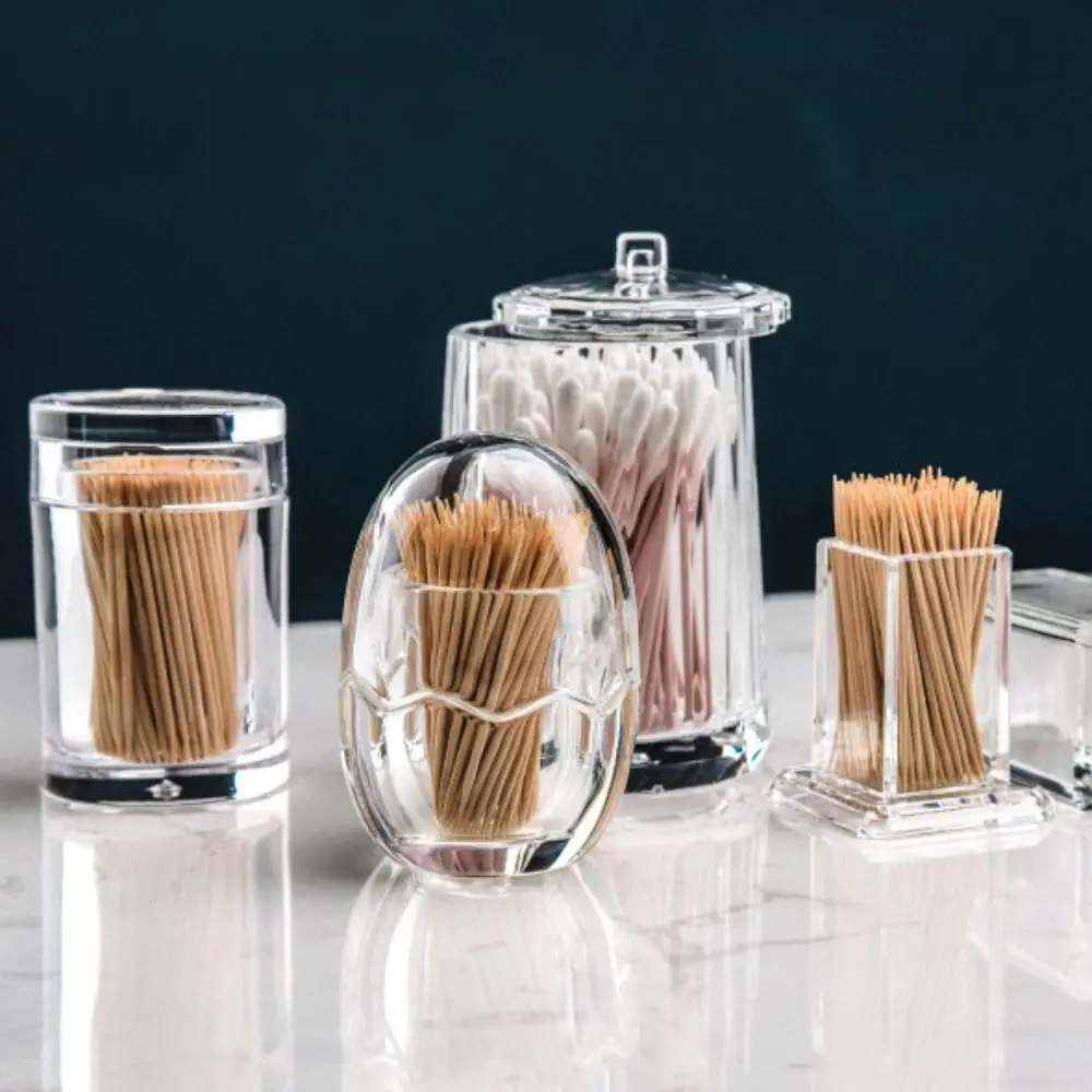 Convenient Dust-proof Toothpick Bottle Thickened Acrylic Cotton Swab Holder Transparent Drop-resistant Toothpick Holder Home