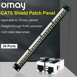 OMAY 24 Port 1U CAT6 RJ45 ekranowany przez łącznik Panel krosowy gniazdo Keystone 19 