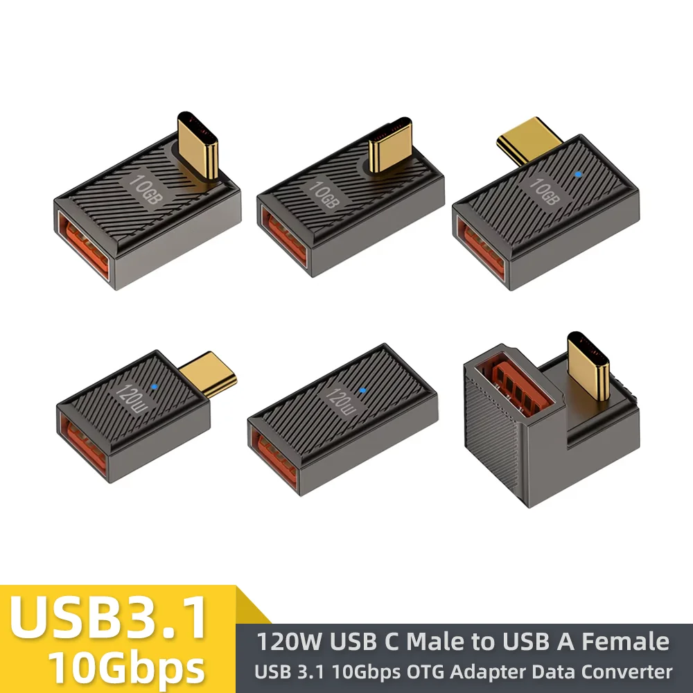 Type C to USB 3.1 10Gbps OTG Adapter USB C Male to USB A Female Data Converter 120W Fast Charging for MacBook Pro Samsung Xiaomi