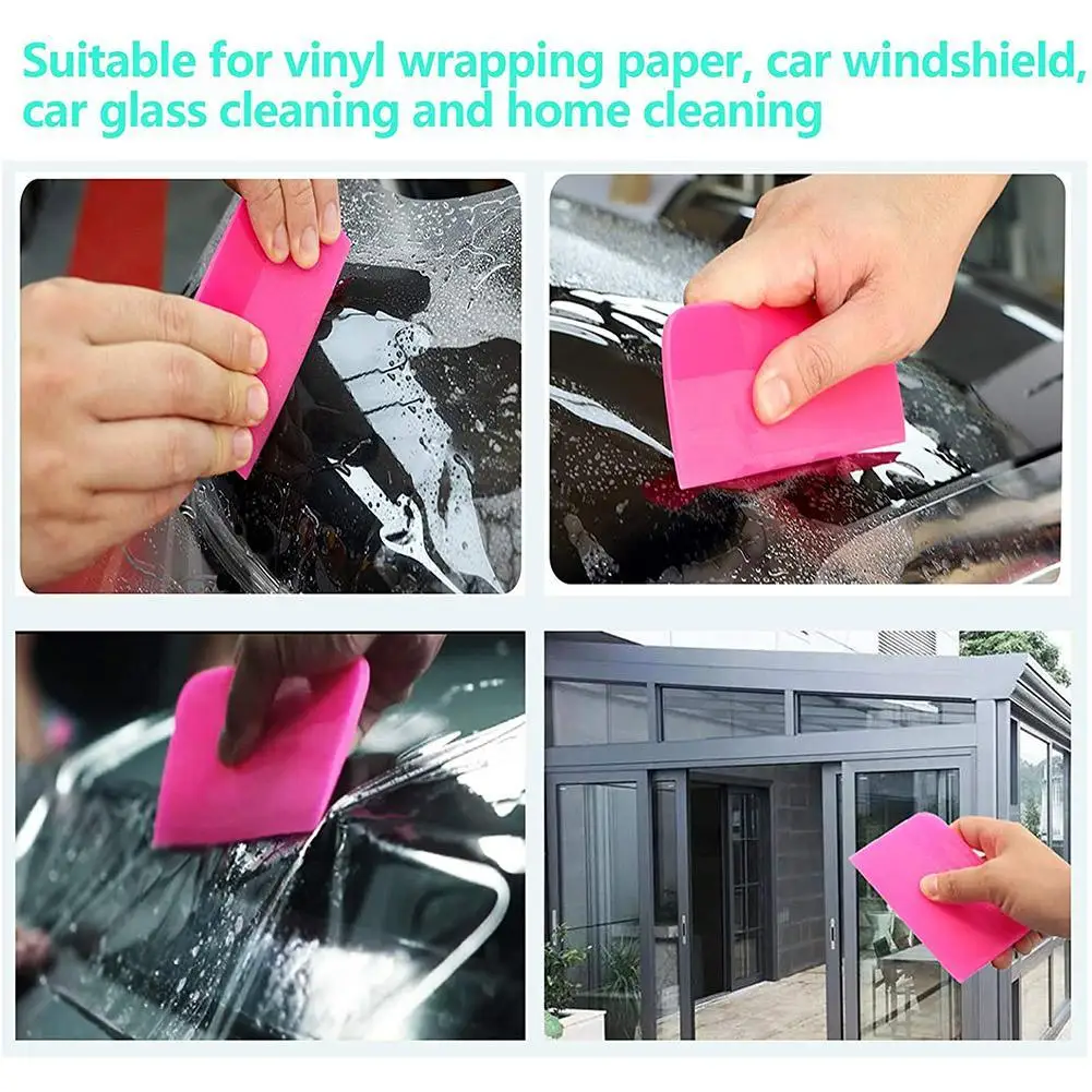 3 Size Pink Rubber TPU Squeegee PPF Scraper Water Car Film Tools Label Sticker Remover Scraper Vehicle Sticker Installation Tool