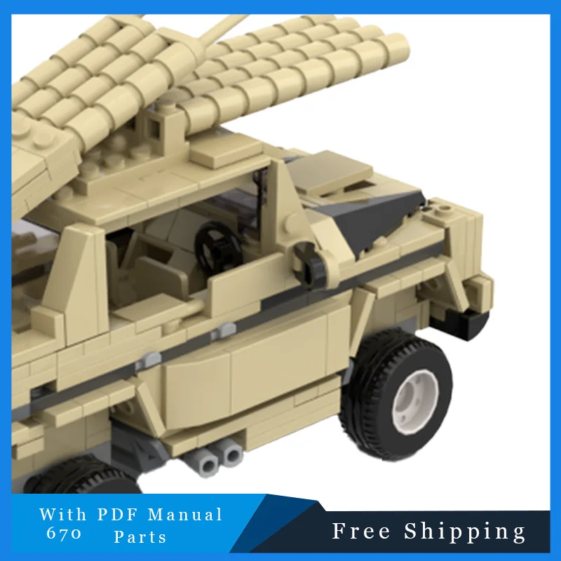 Véhicule tout-terrain de guerre jaune, blocs de construction modulaires, modèle pour éducation des enfants, jouet d'assemblage à monter soi-même, cadeaux de noël et d'anniversaire, 670 pièces