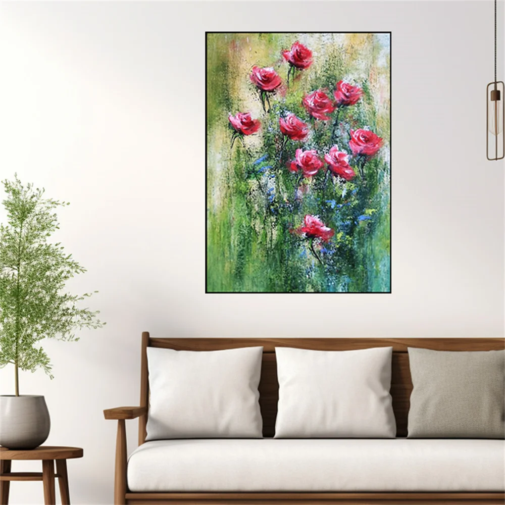 

100% Hand-Painted Abstract Flowers Oil Painting on Acrylic Yellow Canvas Mural with Palette Knife Texture Unframed Wall Art