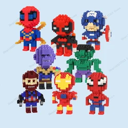 Marvel Spider-Man Building Blocks Deadpool Iron Man Hulk Animal Model Small Particles Assembled DIY Puzzle kids birthday gifts