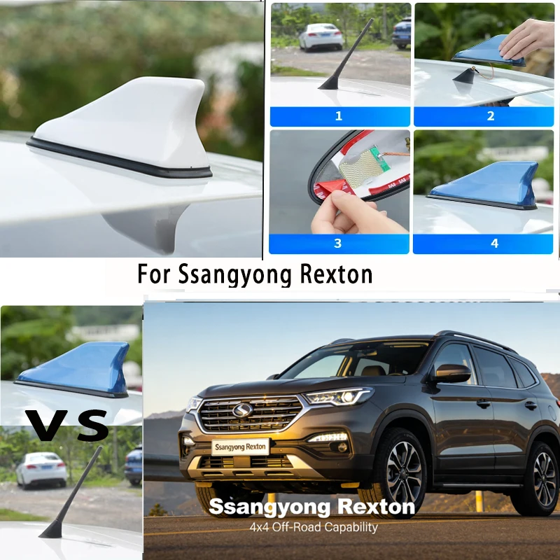 

For Ssangyong Rexton Car Roof Top Mount Shark Fin Aerial Antenna Toppers Auto Radio AM FM Antenna Signal Amplifier Aerial