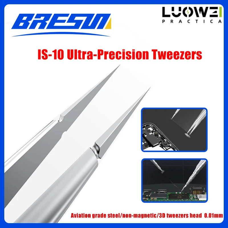 LUOWEI IS-10 Repair of precision electronic products Non-magnetic alloy steel high hardness anti-corrosion precision tweezers