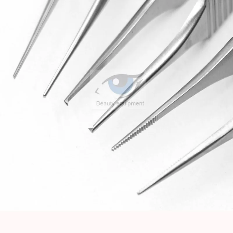 Stainless steel beauty plastic shaping fine tweezers plastic shaping tweezers seam tweezers fat tweezers tooth horizontal stripe