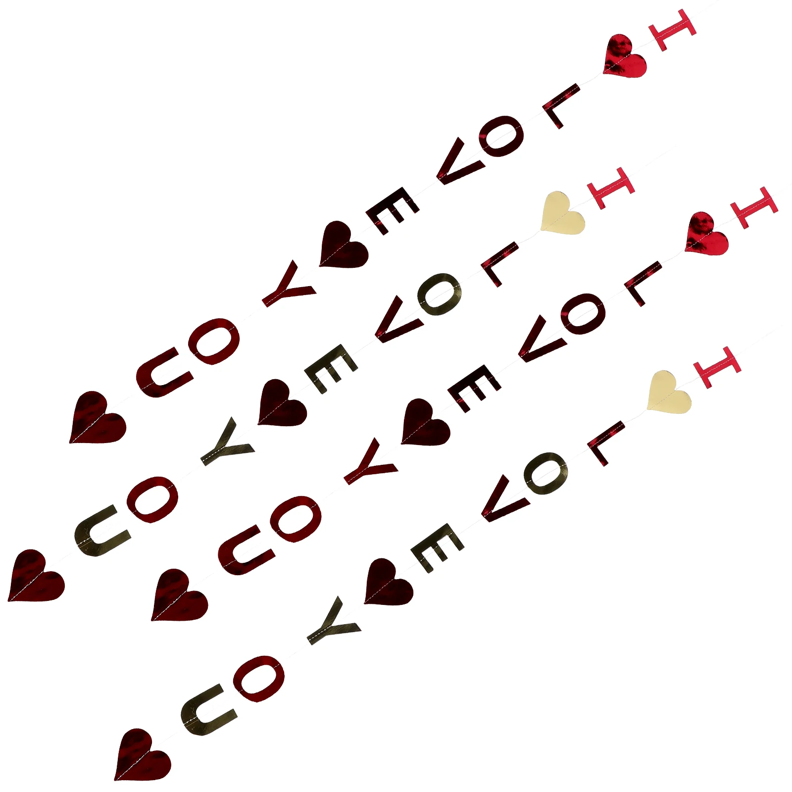 

4Pcs Heart Shape Ornament Hanging Garlands I Love You Design Party Decor for Wedding Valentine Day Celebration Paper Craft