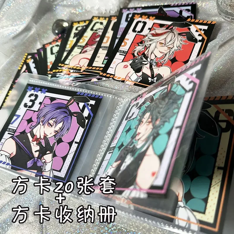 Gioco Impact Original 3 pz/set Fan Works Baizhu Scaramouche Killer Bunny Boy Square Card + trasparente Card + Love Badge Fans Gift