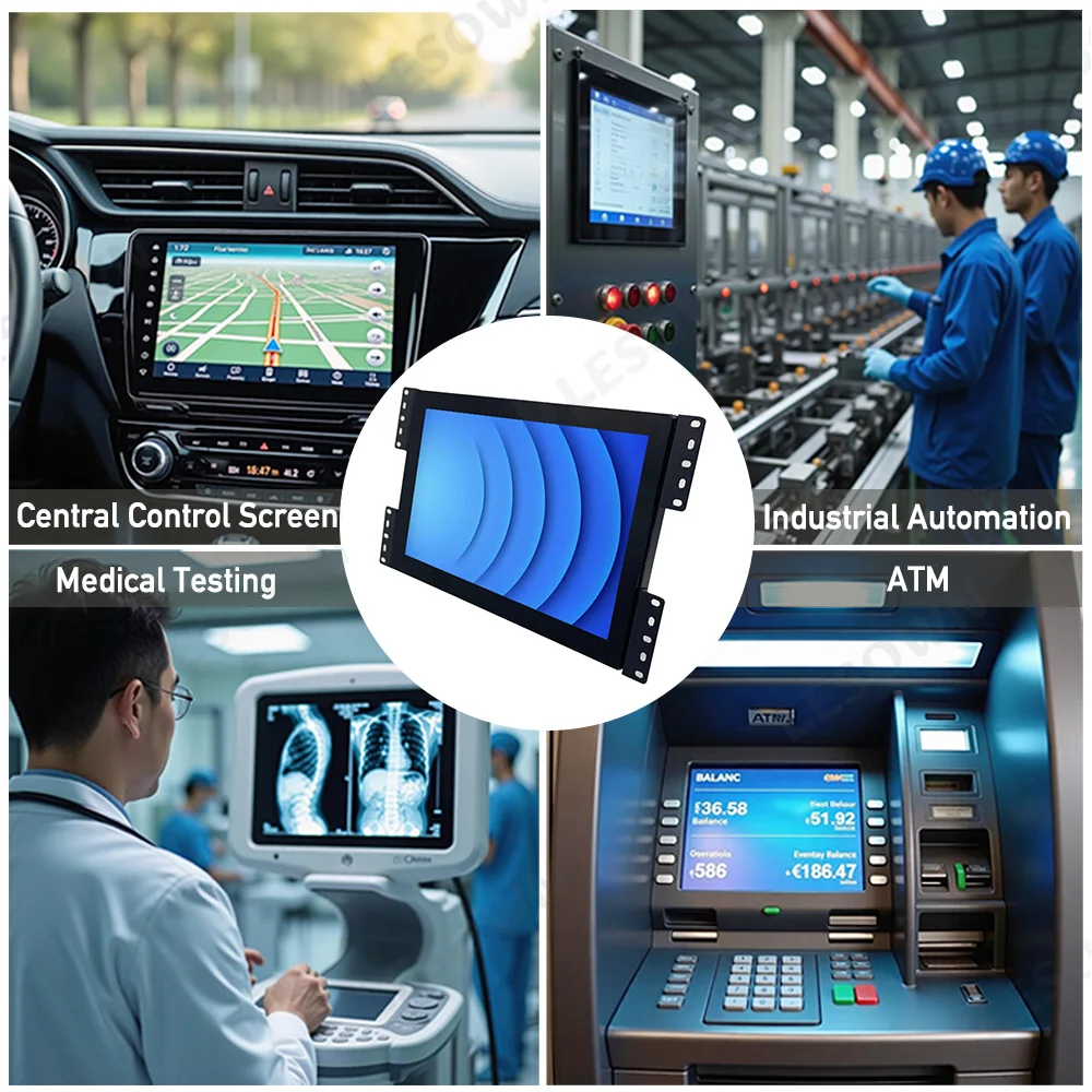 شاشة LESOWN مدمجة 10.1 بوصة 300cd/m2 / 600-1000cd/m2 1280x800 IPS تعمل باللمس بالسعة Win-10 شاشة كمبيوتر مع VGA/HDMI/USB (لمس)