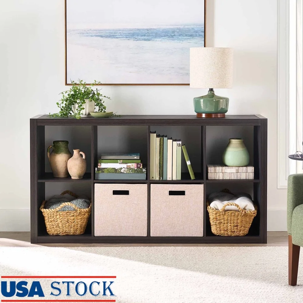 

8 Cube Storage Organizer Open Back Design Easy Cord Management Versatile Vertical Horizontal Use Bookcase Living Room Bedroom
