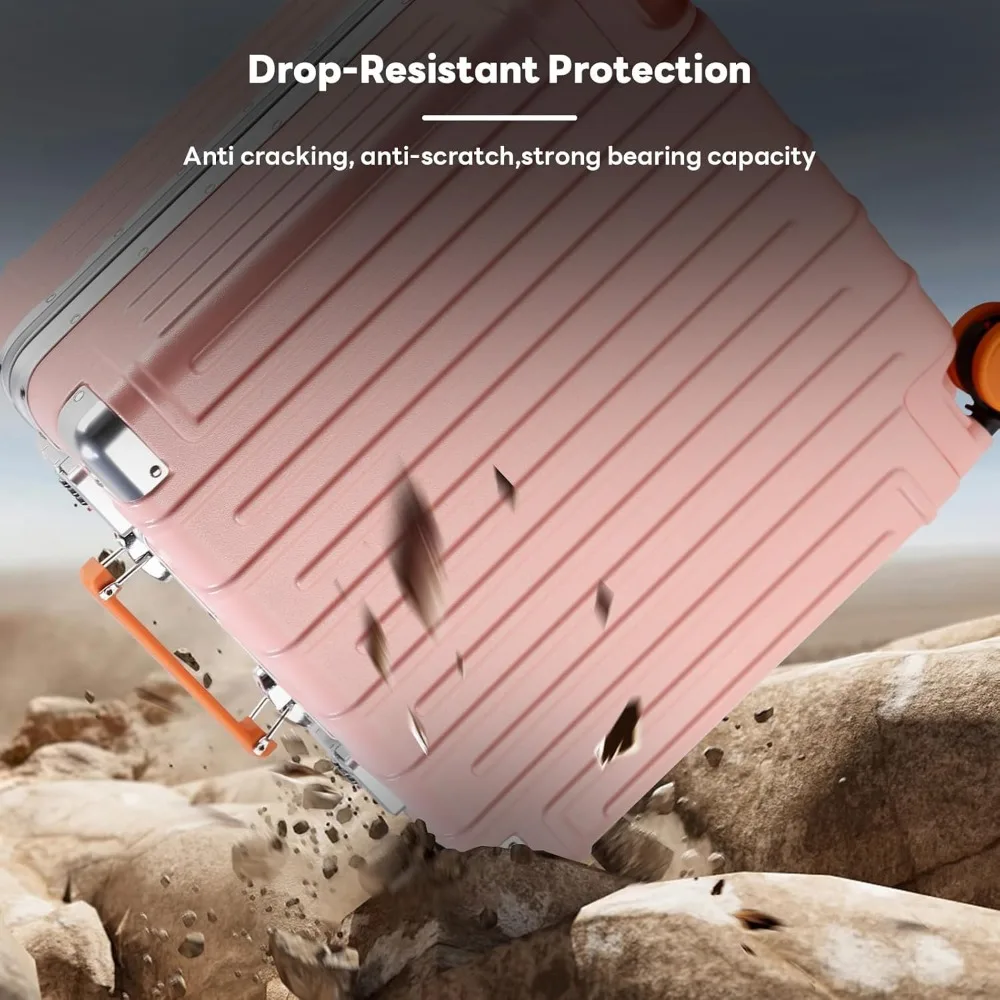 Equipaje de mano rígido liviano de 18 pulgadas aprobado por TSA con portavasos y cerradura TSA para viajes