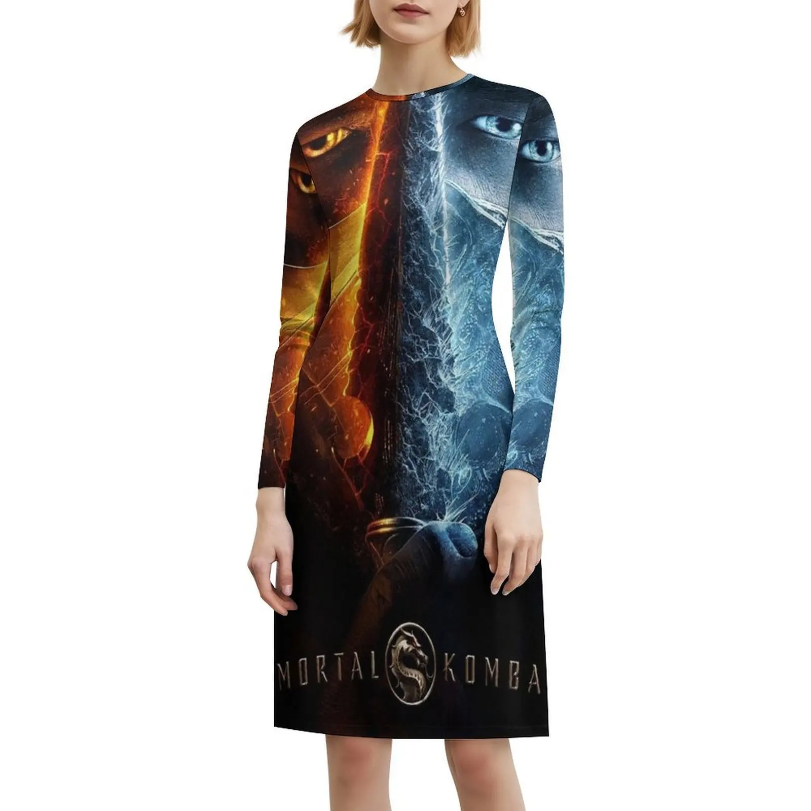 فستان مورتال كومبات لوك بوهيمي بدون أكمام متعدد الطباعة لحفلات العطلات على الشاطئ فستان مورتال كومبات مورتال كومبات مورتال أنثى #6