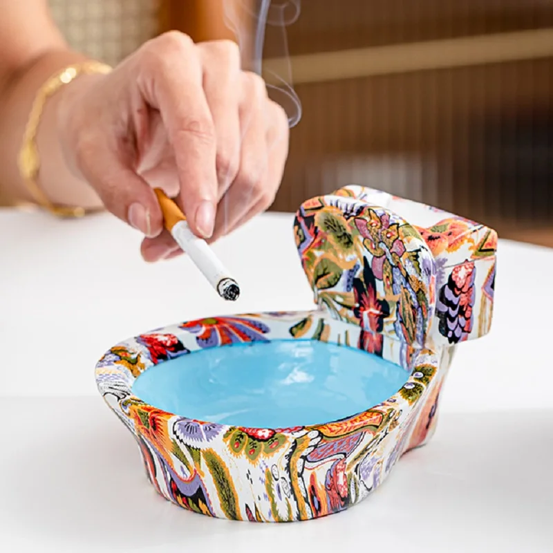 Water Transfer Printing Toilet Ashtray Creative Home Fashion Living Room Prevent Fly Ash Nordic Beautiful