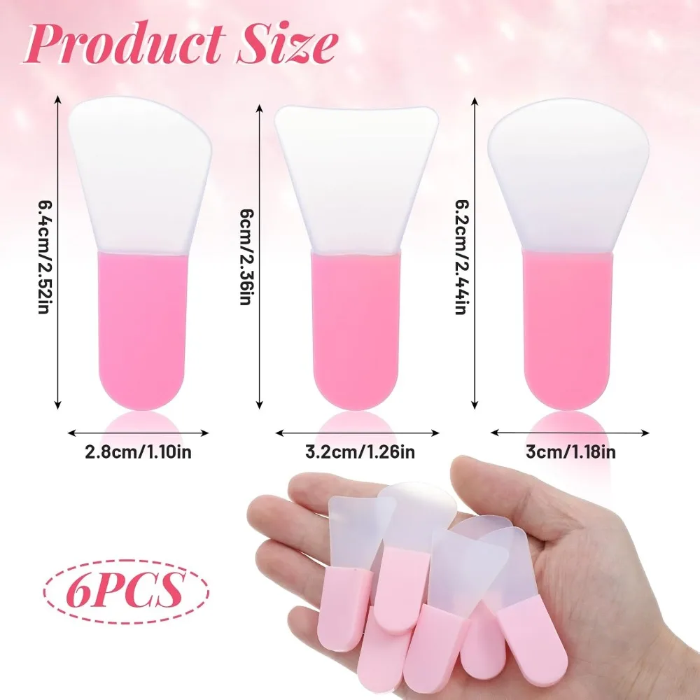 Silicone Face Mask Applicator Brushes, 6PCS Portable Set for Mud, Clay Masks, Body Lotion, Eye Mask