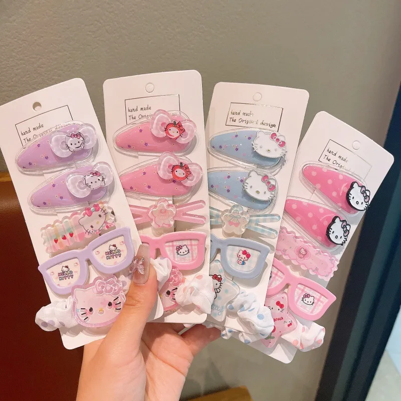 

5Pcs Hello Kitty Kids Hair Clips Set Cute Cartoon Barrettes Bangs Hairpins Girls Hair Accessories