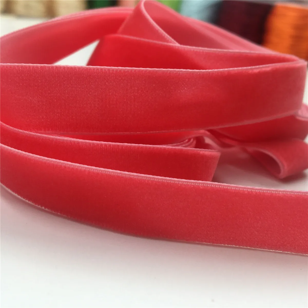 6-25mm 5-300yards Watermelon Red Single Face Velvet Ribbon Party Decoration Handmade Gift Wrapping Hair Bowknot DIY Christmas