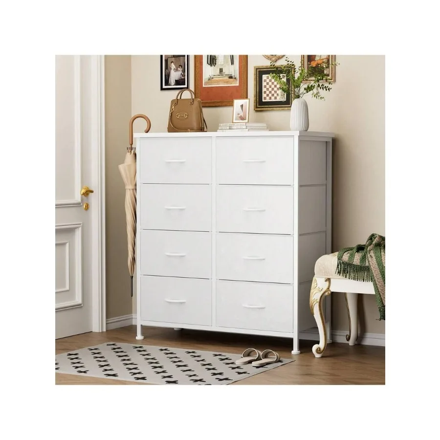 Dresser For Bedroom With 8 Drawers Tall Dresser & Chest Of Drawers Fabric Dresser With Wood Top And Sturdy Steel Frame