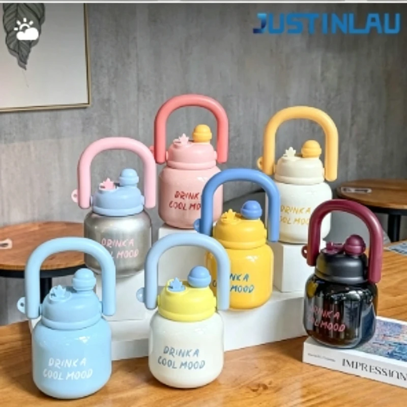 JUSTINLAU Tragbare Isolierflasche, Thermosbecher, kalt und warm, Sportbecher mit Griff, Autobecher, Thermo-Reisebecher, Kaffee-Isolierbecher