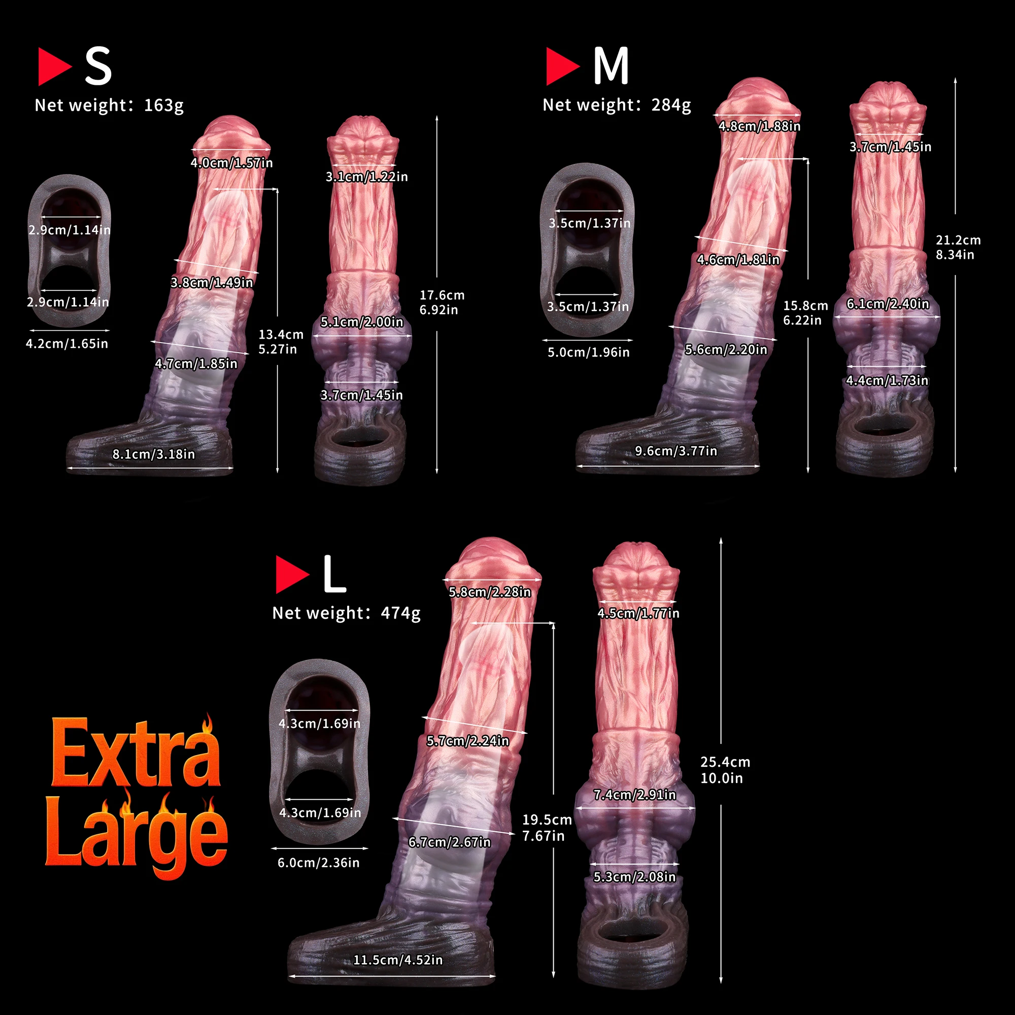SHAZ S,M,L Size Fantasy Dragon Dildo Sheath Penis Cover Dick Extender Sleeve Resuable Condom Fetish Sex Toy For Cock Enlargement view 2