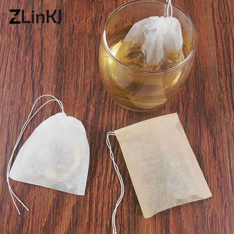 100Pcs/Lot Biodegradable Paper Teabags Drawstring Eco-Friendly Tea Bag Filter Empty Tea Bags For Loose Leaf Tea Powder Herbs