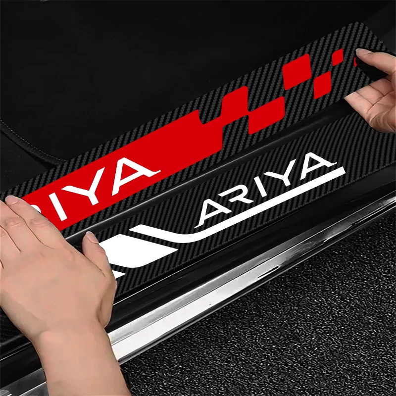 4pcs Car Door Sill Protector Carbon Fiber Sticker Anti Scratch For Nissan Ariya 2023 2022 Styling Accessories