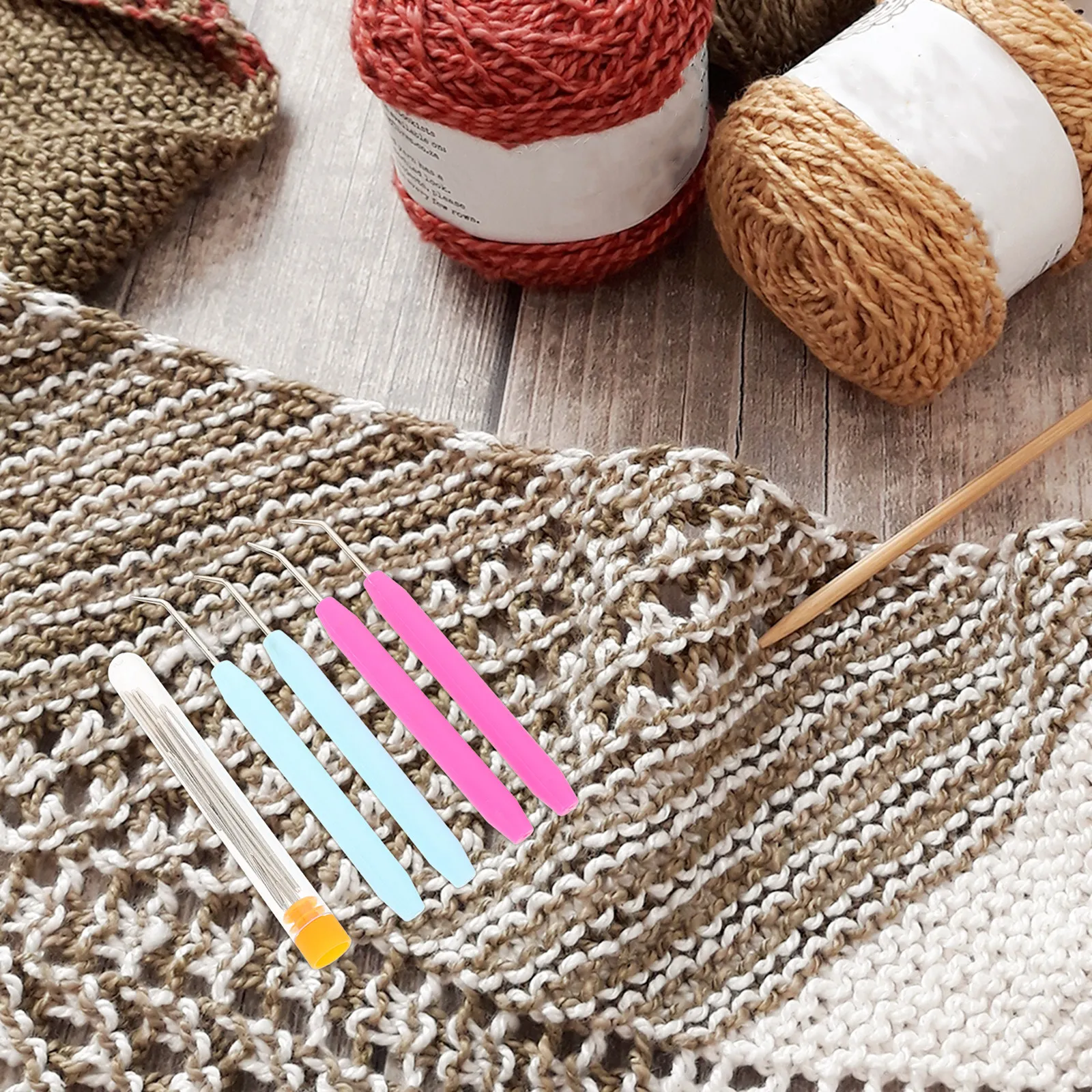 

1Set Bent Crochet Needles Wear Resistant DIY Knitting Crochet Hook Kit for Threading Quilt Handcraft Yarn Tools