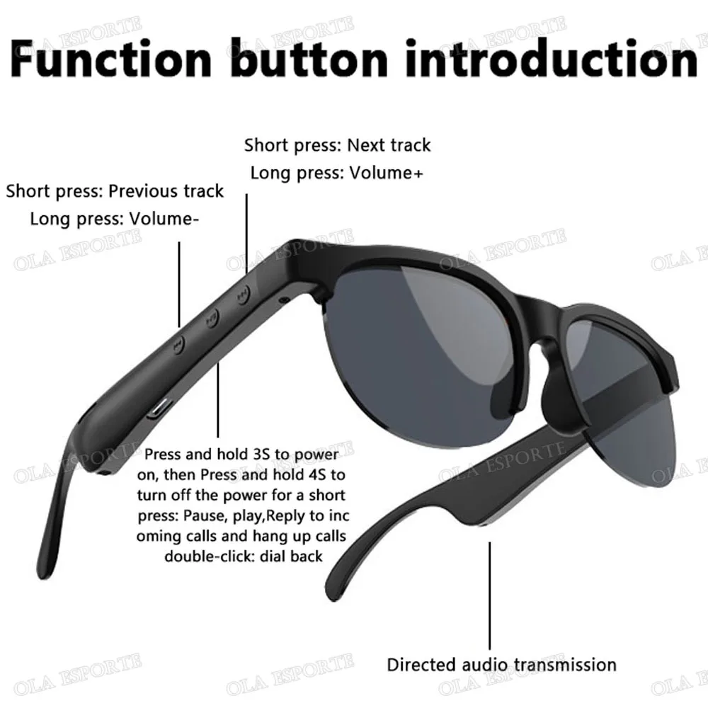 Occhiali intelligenti 2In1 Cuffie senza fili Occhiali Bluetooth da donna Controllo chiamate vocali Musica Occhiali da sole da uomo polarizzati UV 2025 Nuovo