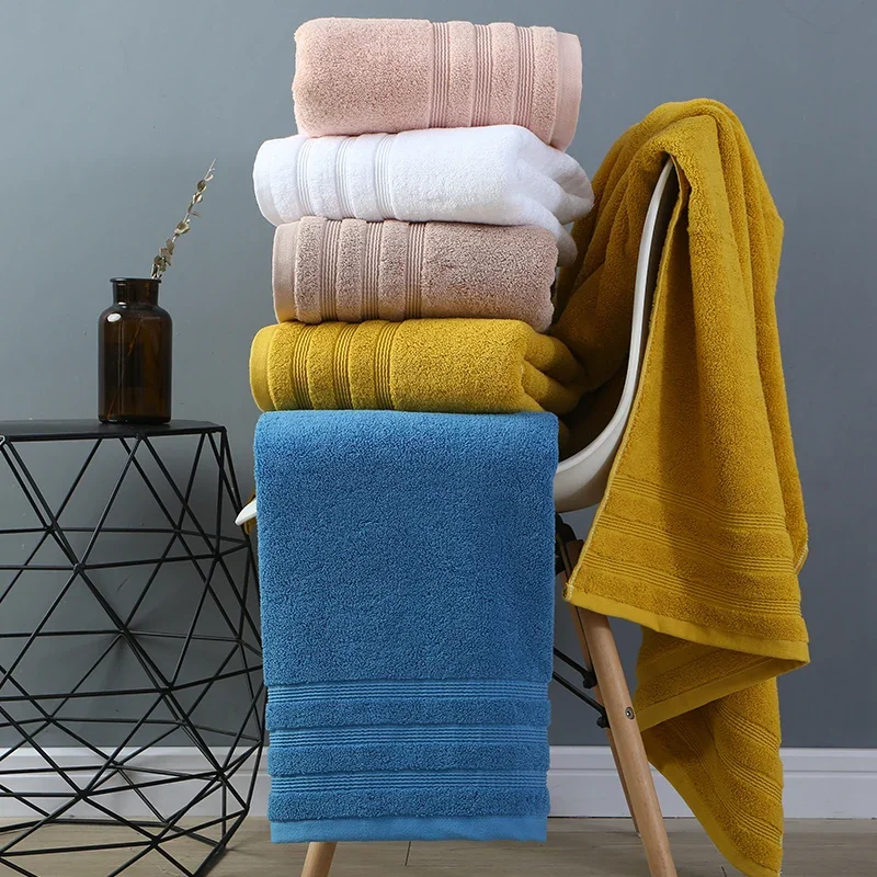 100%Pure Cotton Towel Set High Quality Absorbent Adult Bath Towel Solid Color Soft Bathroom Washcloth
