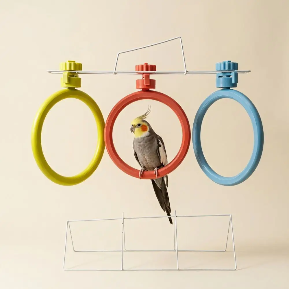 Round Rotary Bird Perch Detachable Quiet Rotating Bird Stand Comfortable Grip Easy Assemble Birds Grinding Perch Holder
