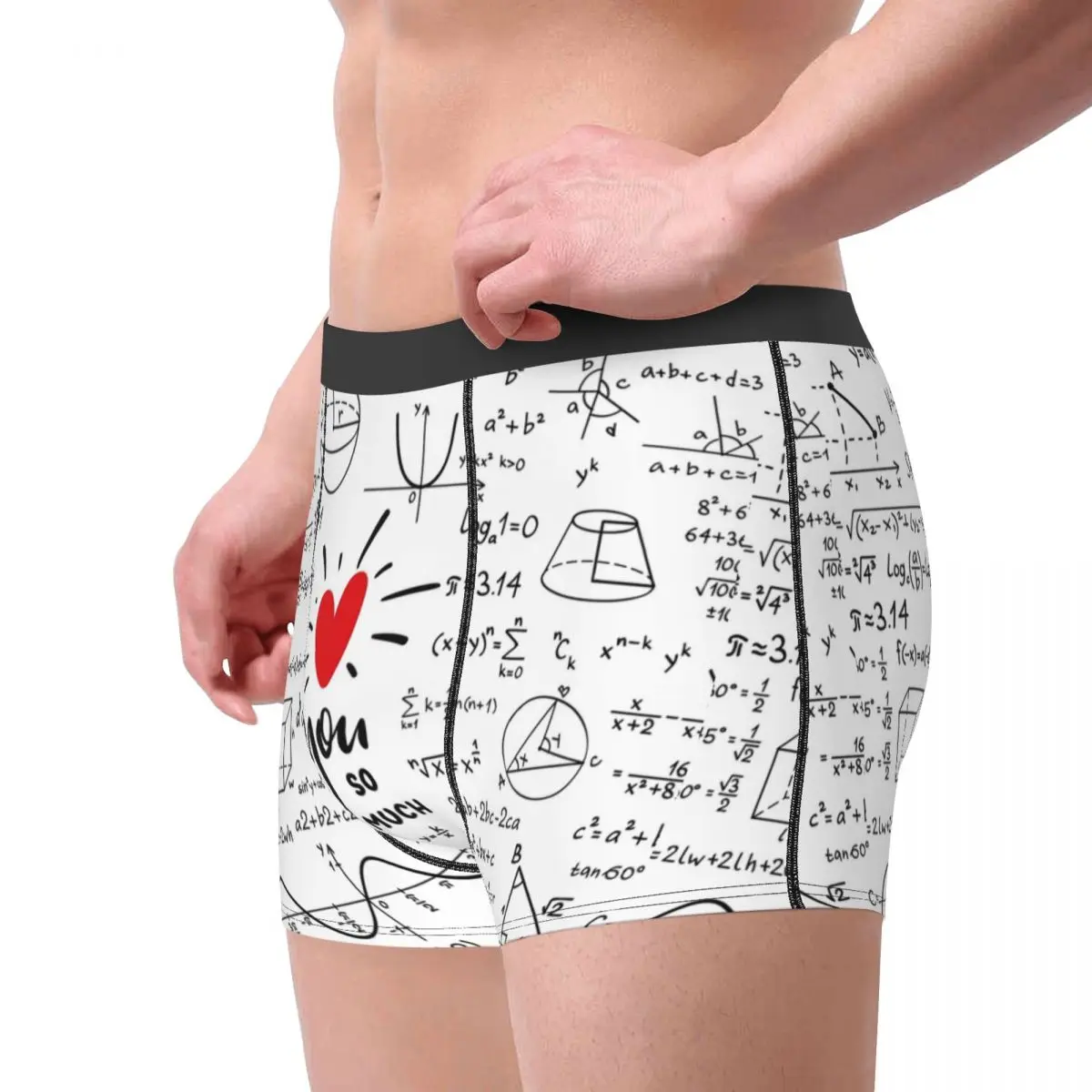 Love You So Math Man Underwear Mystery Equations Boxer Shorts Panties Sexy Breathable Underpants for Male Plus Size