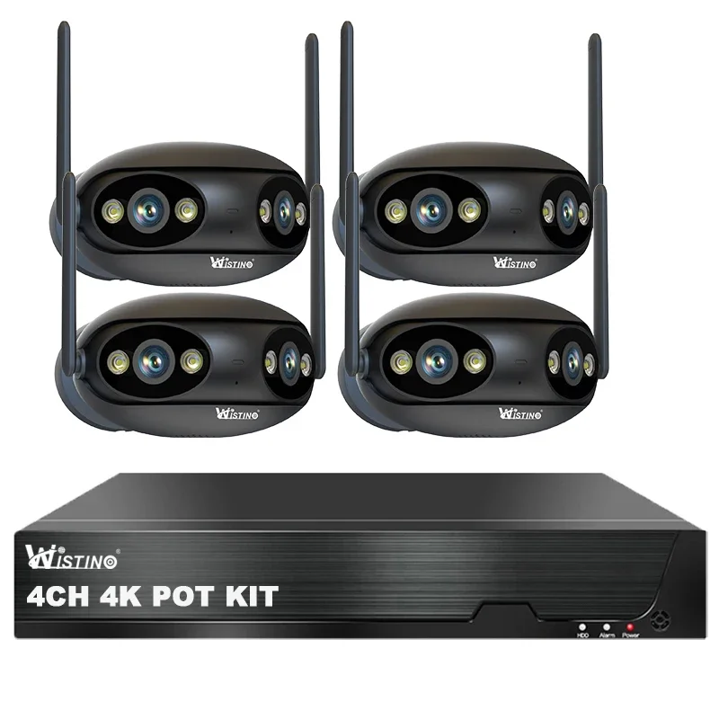 

Wistino 4ch POE 4K Security Kit Two Way Audio 180 Degree Dual Lens Night Vision Lan 8MP Home Security Surveillance System