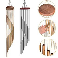 Metal Aluminium Tube Wind Chimes with Hooks, Outdoor Garden Decoration Home Wedding Party Memorial Decoration Favours