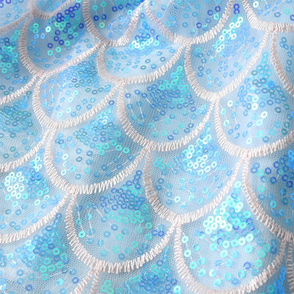 VIKITA Mädchen Kleinkinder Meerjungfrau Skala Druck Blau Glänzende Glitzernde Pailletten Röcke Kinder Mode Party Prinzessin Dress-up Elastischer Rock – Detail 6